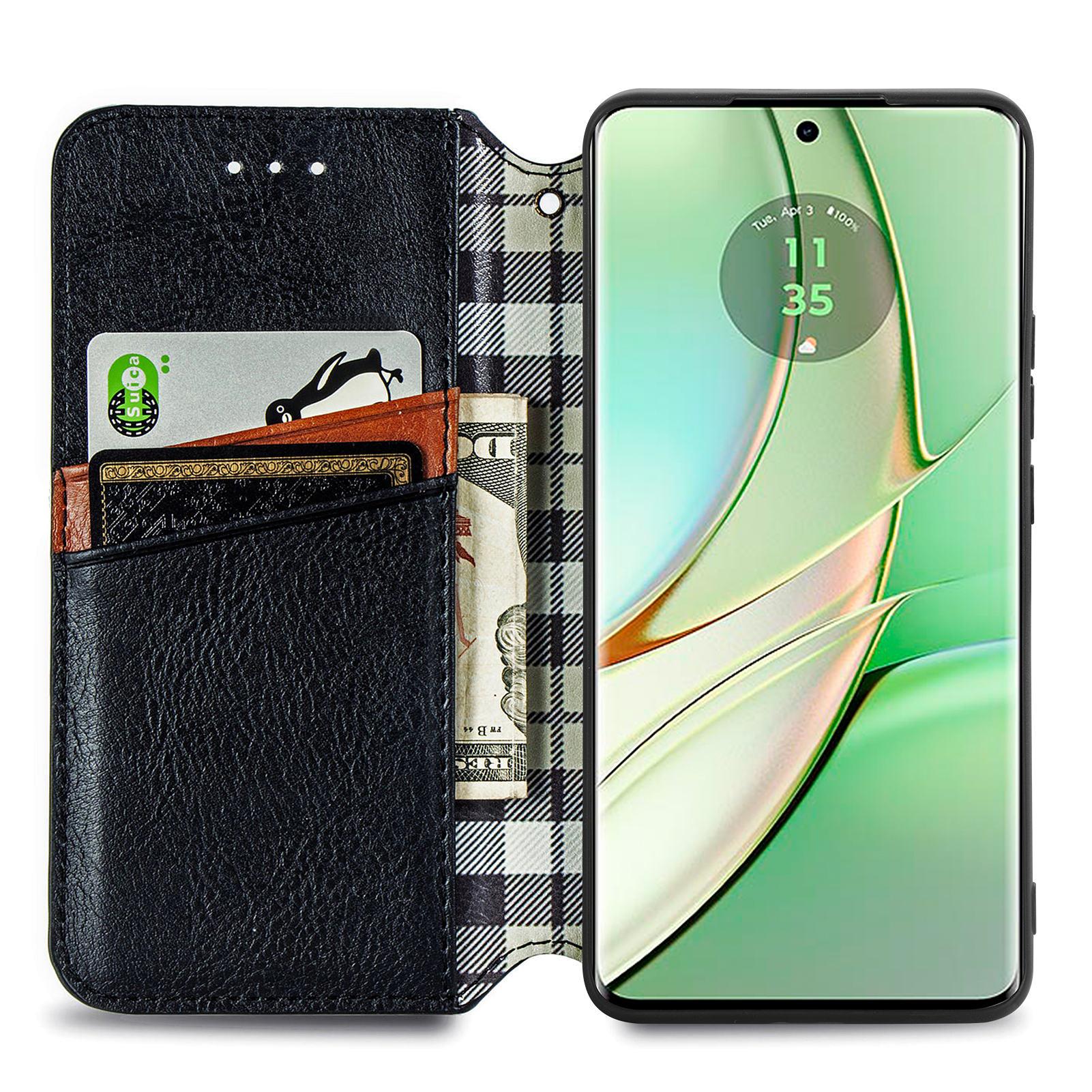 

For Motorola Moto G75 5G PU Leather Case Rhombus Imprint Wallet Stand Phone Cover Brown