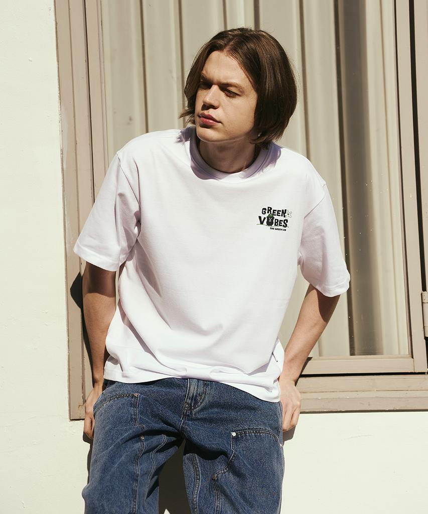 THE GREEN LAB Green Vibes Mini Point Graphic Short Sleeve T-Shirt [Black]