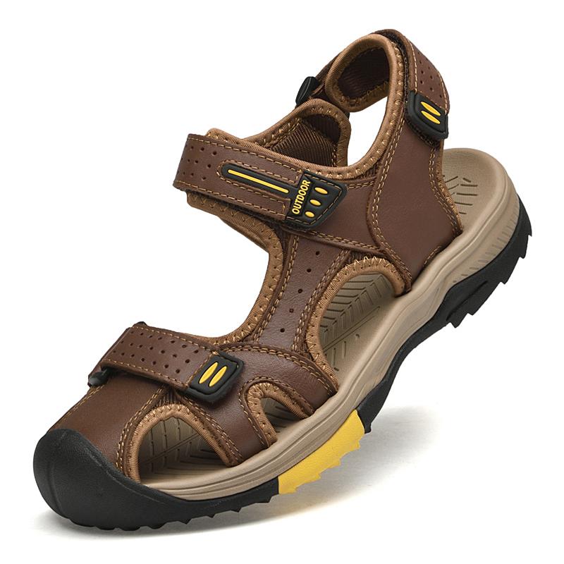 Male Sandals Summer Leather Fashion Beach Shoes Lightweight Breathable Comfortable Roman Shoes Sandals for Men  Luxury