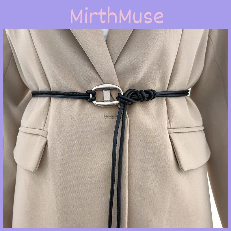 Black Pu Thin Waist Belt With Rolled Buckle For Elegant Workwear Style
