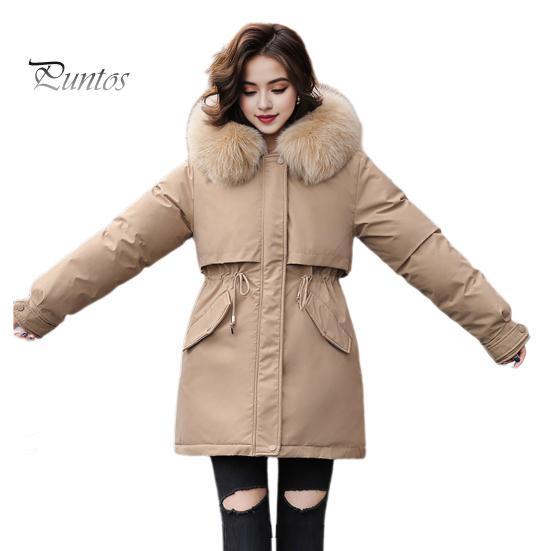 

Зимнее пуховое пальто с утолщенным стеганым плюшевым капюшоном, средней длины, ветрозащитными карманами, длинными рукавами, регулируемым шнурком, повседневная верхняя одежда из хлопка, куртка XXXL