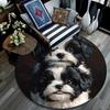 Shih Tzu Round Area Rug,Carpet Rug for Living Room Bedroom Sofa Playroom Decor,Non-slip Floor Mat