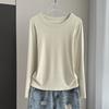 Ribbed Round Neck Long Sleeve Base Top Modal Slim Inner Wear For Winter Stretchy Slim Base Layer Soft Ribbed Fabric Good For Inner And Outer Wear Top