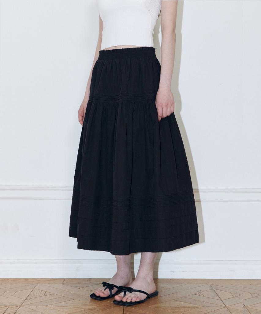 LADY VOLUME Cut Band Frill Skirt (Black)