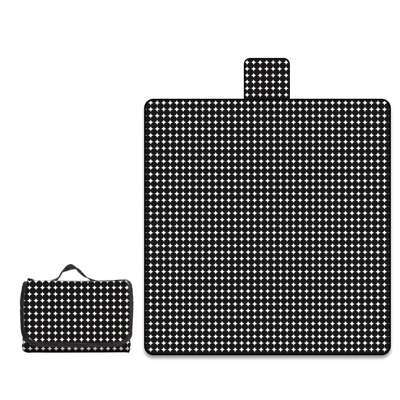 Retro polka dot outdoor picnic mat waterproof and moisture-proof thickened portable outdoor camping enlarged mat 100*148cm (oxford cloth)