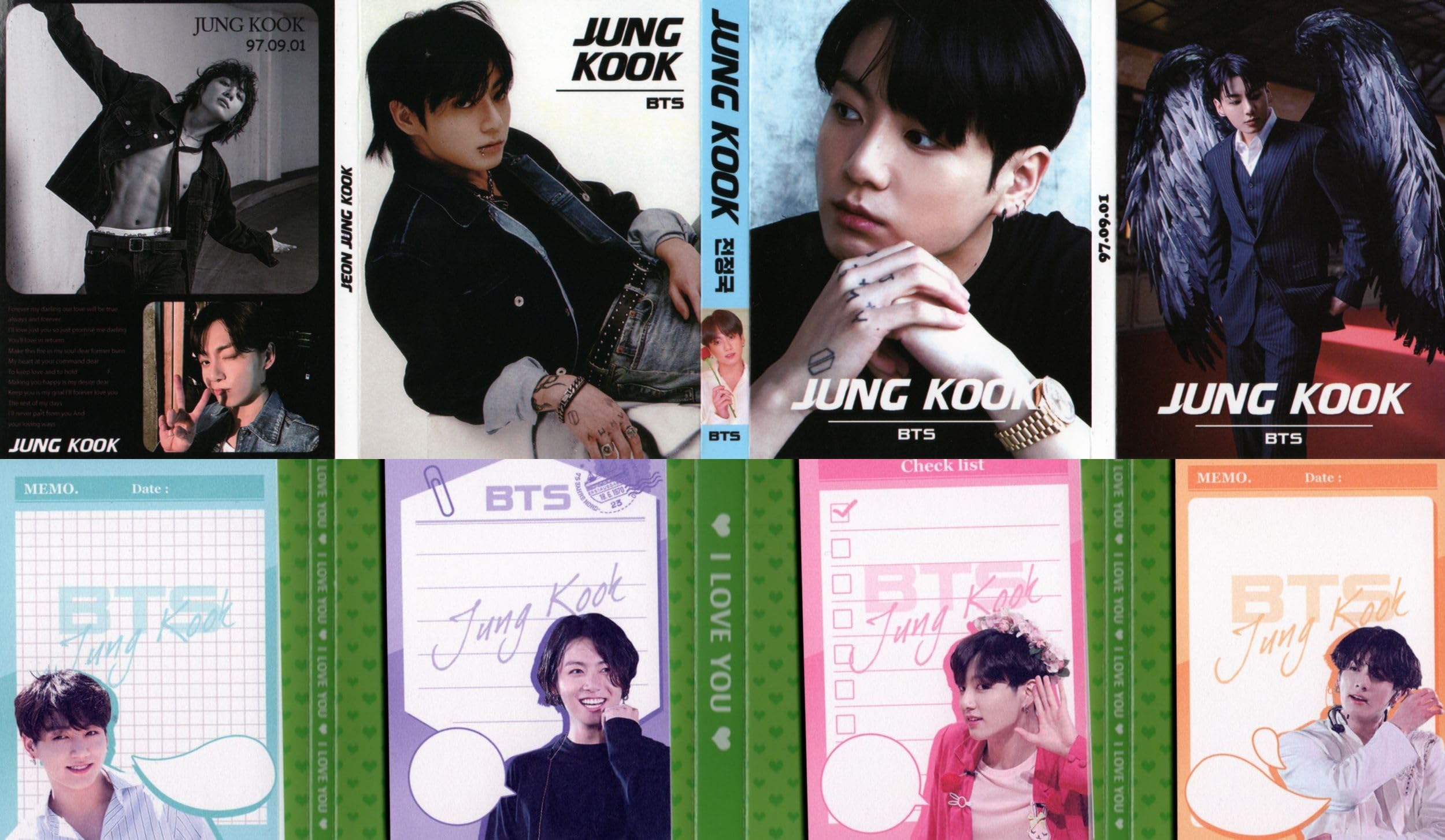 

Jungkook Goods Memo Pad 80 Piece Set with Photo Memo Pad BTS Goods K-POP