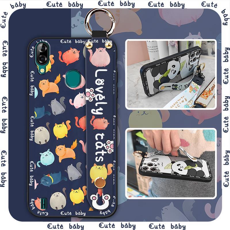 Kickstand Fashion Design Phone Case For Blackview A60 Pro Dirt-resistant Wrist Strap Anti-dust Shockproof Silicone Ring