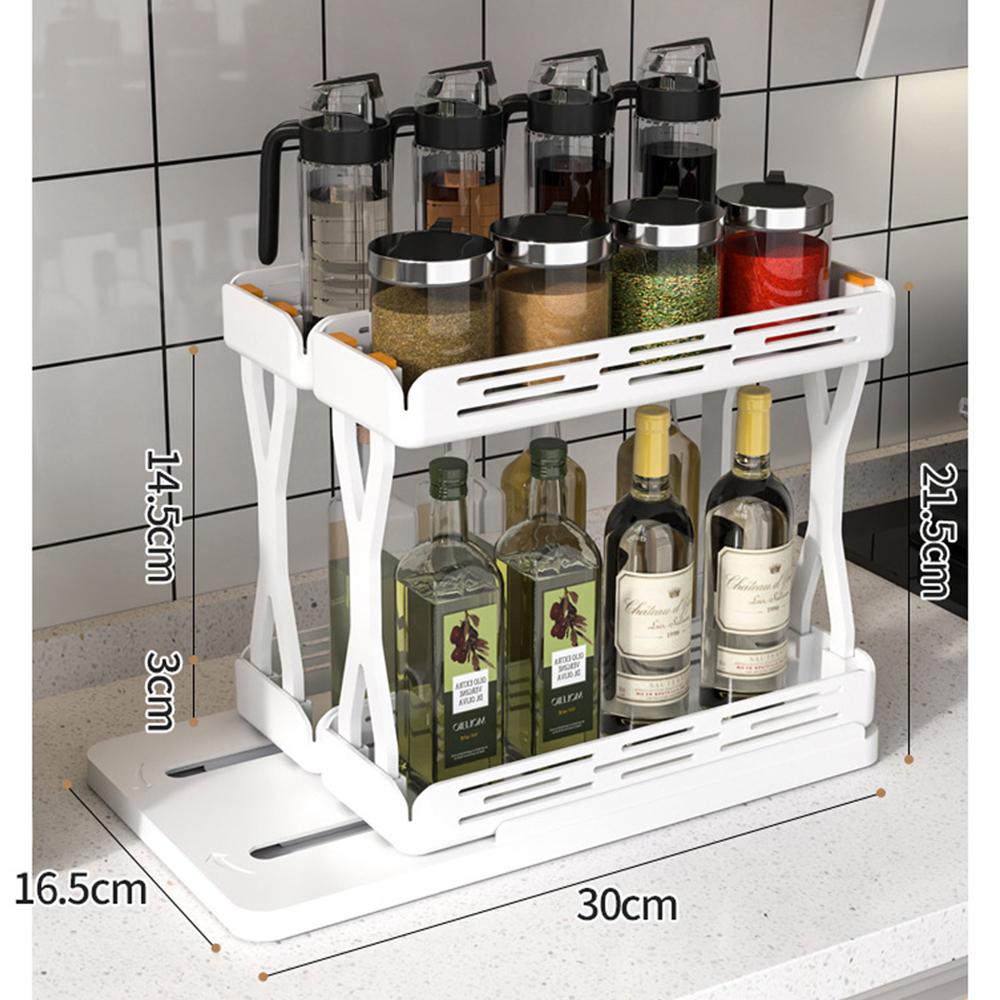 1/2 Tiers Kitchen Sliding Spice Rack Rotating Spice Jars Storage Shelf For Cabinet Seasoning Holder Kitchen Organizer
