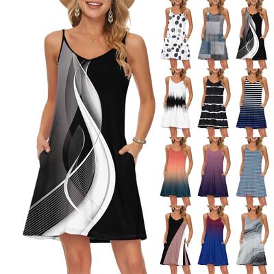 Women's Fashion Casual Beach Dresses Solid Color With Pockets Dresses