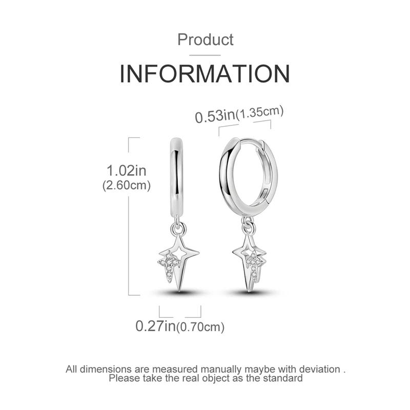 925 Sterling Copper Heart Snake Bone Pattern Cross Shell Zircon Four-pointed Star Earrings for Women Earring Fine Zircon Gifts