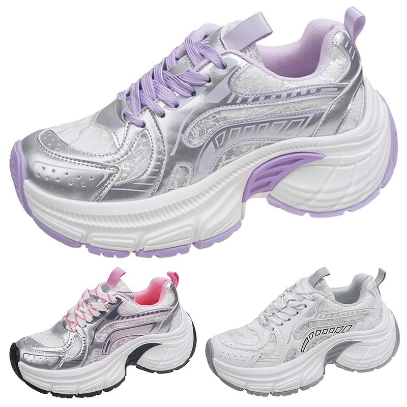 New Classic Luxary Women's Shoes Women's Casual Sneakers Non-slip Chunky Sneakers Mid Heel Pumps Lace Mesh Breathable Mesh Shoes