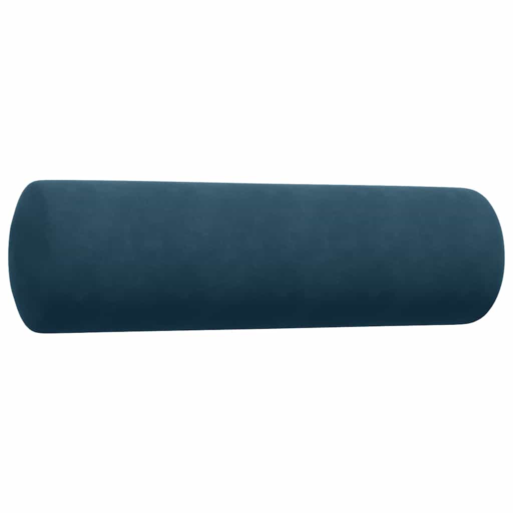 3 Piece Sofa Set with Cushions and Neck Rollers Blue Velvet