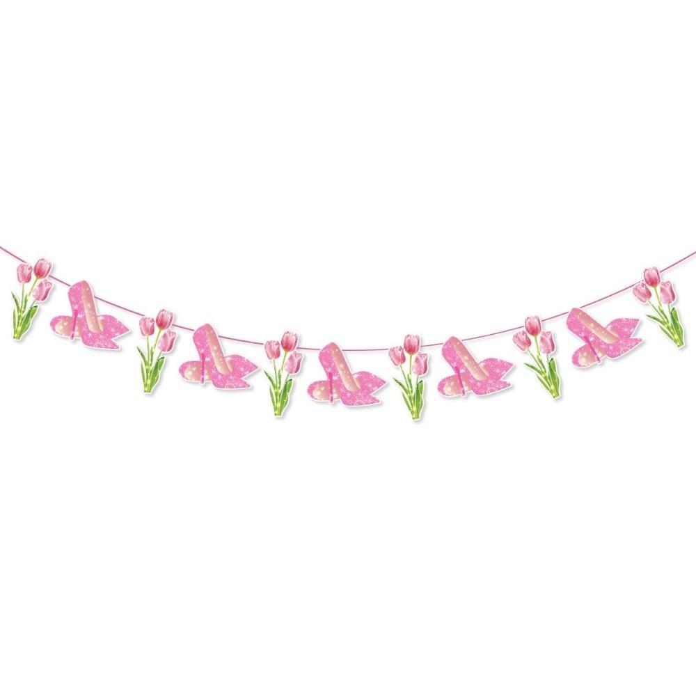 Blumenmuster Banner Dekoration Rosa Buchstabenflaggen Schmuck Neue Hängende Spiralen Party DIY Dekoration