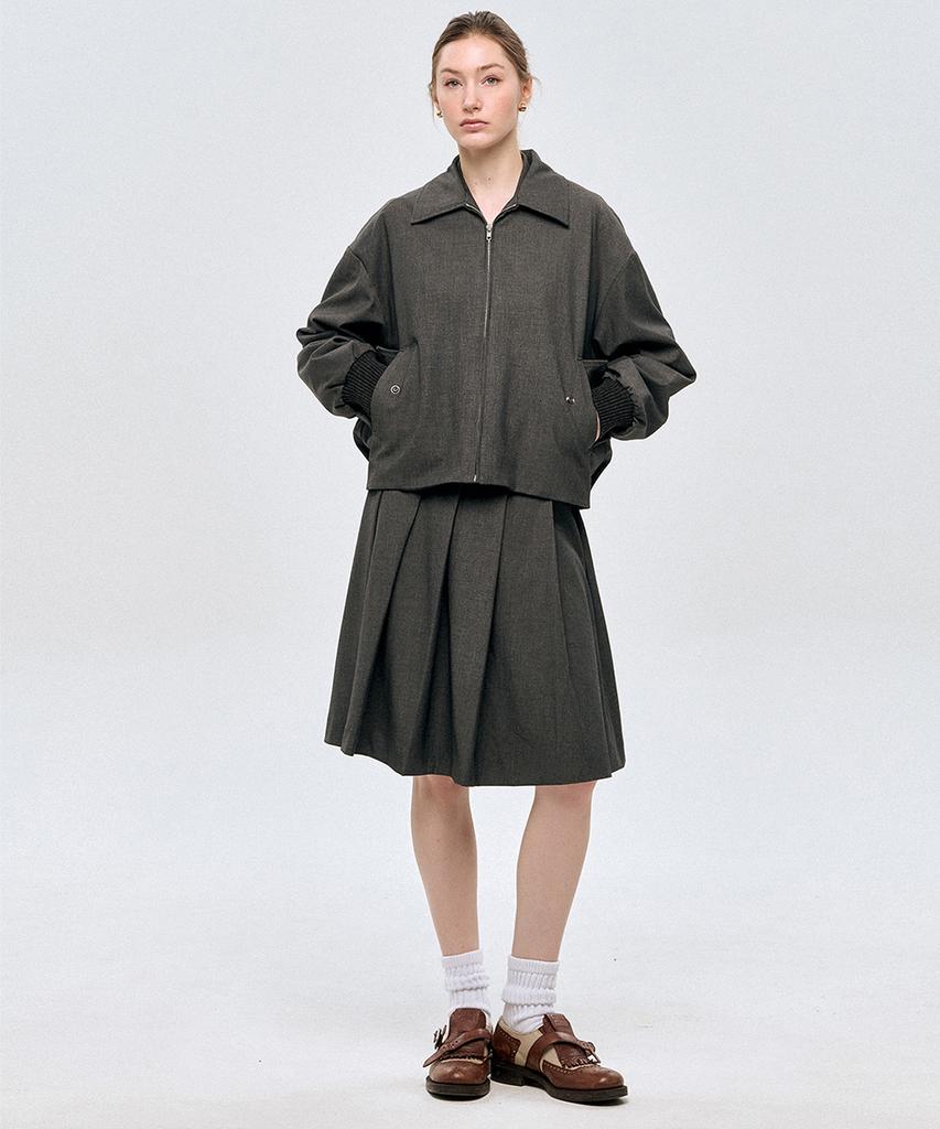 Le Sonnet Classic Pleated Wool Skirt Grey