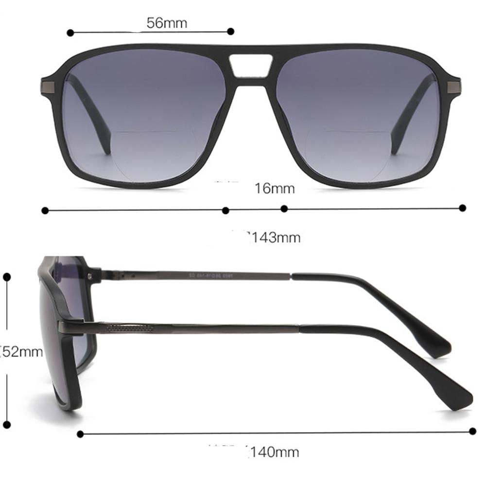 Grey Lenses Bifocal Reading Sunglasses TR90 Oversized Double Bridge Comfortable Reading Glasses +0.75 To +4 UV Protection