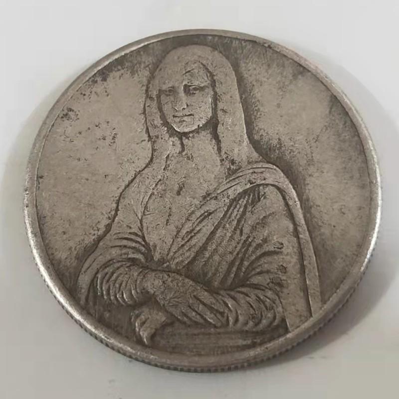 Italian Mona Lisa, used silver coins, foreign silver dollars, antique collection, coins, can be blown