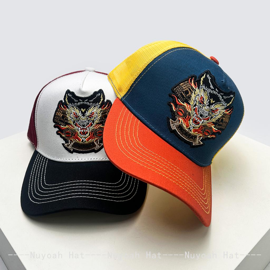 Baseball Head Dragon Stitched Stitching Embroidered Chic China Women Men For Neutral Gender Fresh Caps Peaked Hats Breathable Mesh Sunshade Color