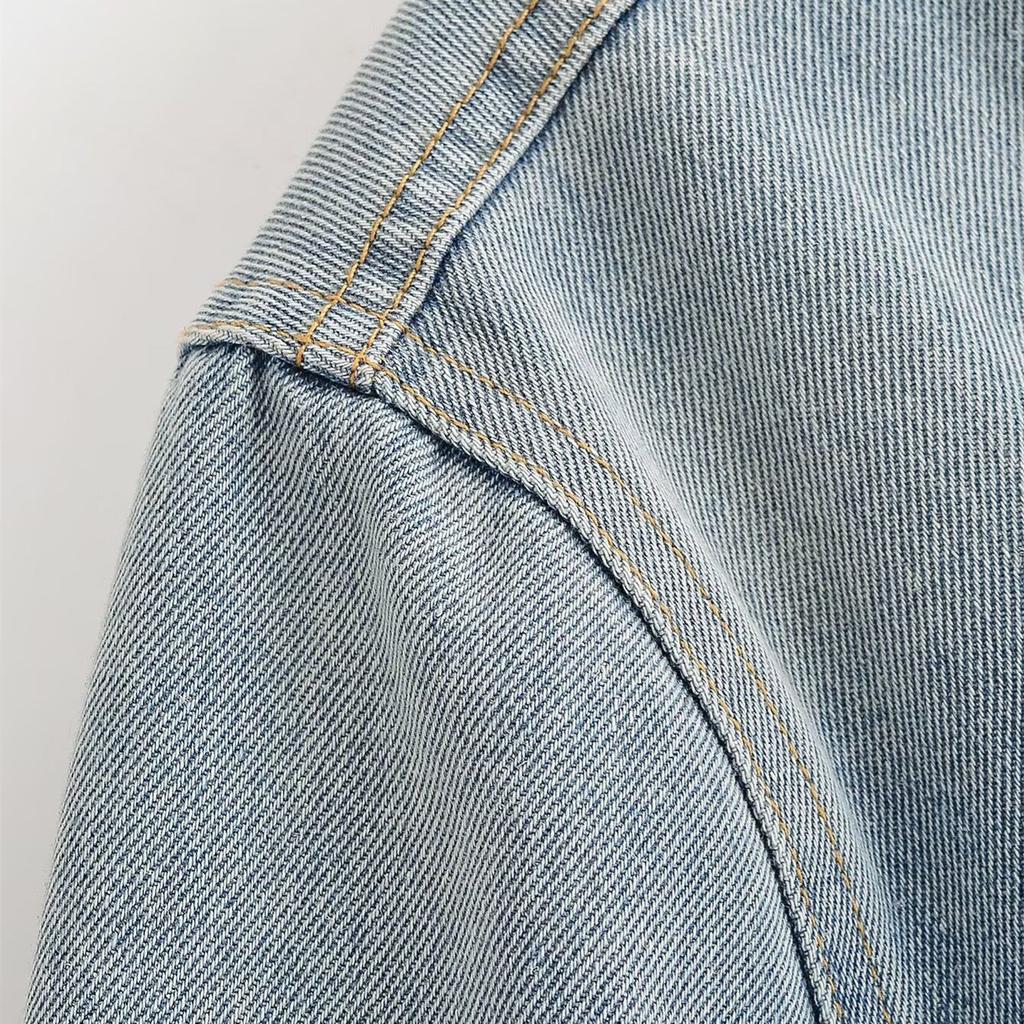 Neue, europäischer und amerikanischer Stil, kurze Jeansjacke mit Metallschnalle 0695274