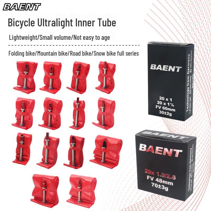 BAENT Ultralight 700C Road Bike Tube 20x1 (1-1/8), Wear-Resistant, Lightweight, Durable, Presta Valve F/V60
