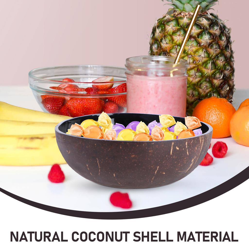 Coconut Bowl Nuts Holder Candy Container Shell Jewelry Storage Bamboo Wooden Office Fruit Snacks
