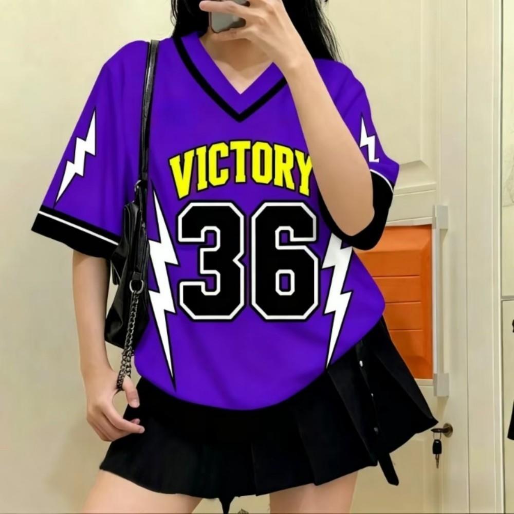 

Fashion trend sublimation street V-neck women s short sleeved cheap sports T-shirt 5XL