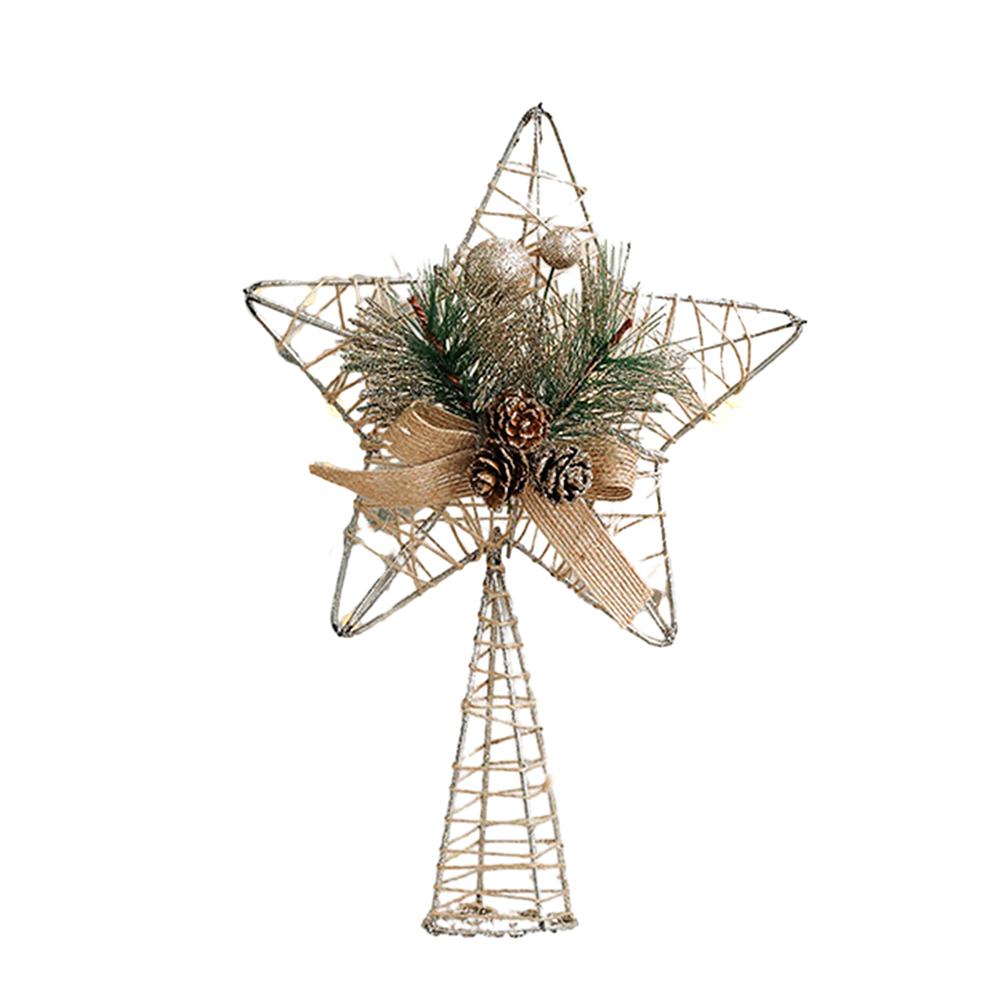 

Рождественские украшения Верхушка для елки пятиконечная звезда Аксессуары золотая трехмерная полая пятиконечная звезда