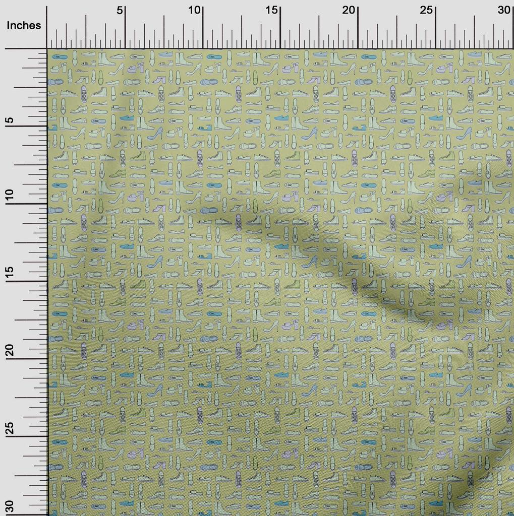 oneOone Cotton Flex Light Green Fabric Conversational Footwear Sewing Material Print Fabric By The Yard 40 Inch