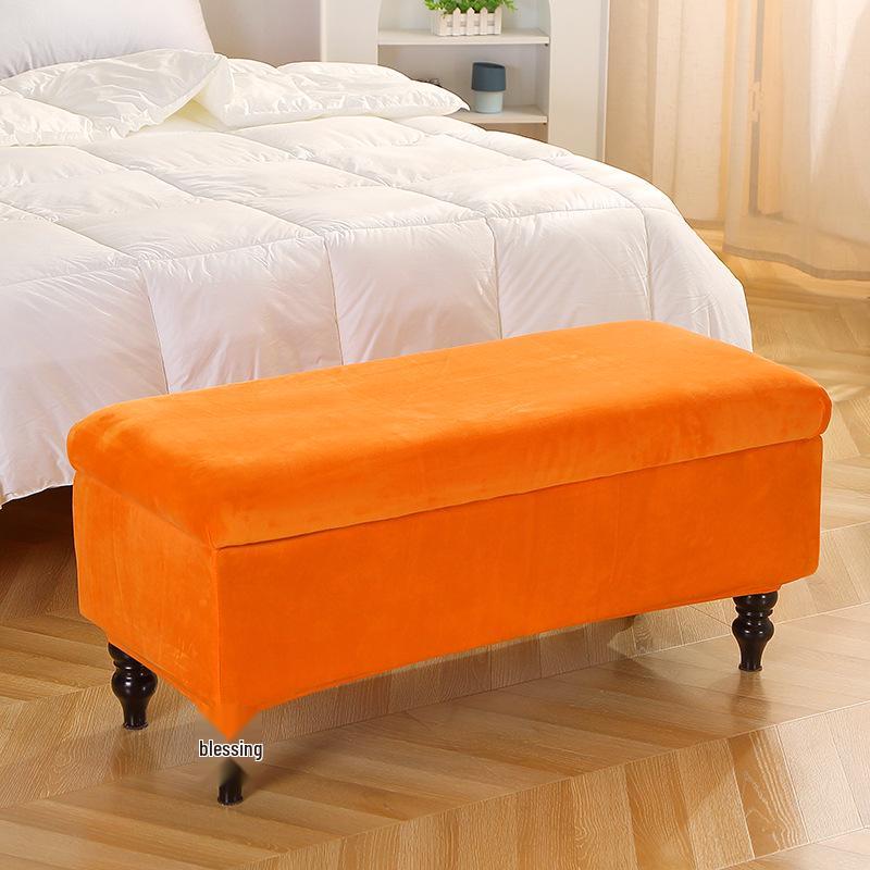 Plush Silver Fox Fur Storage Stool Cover with Flip-Top
