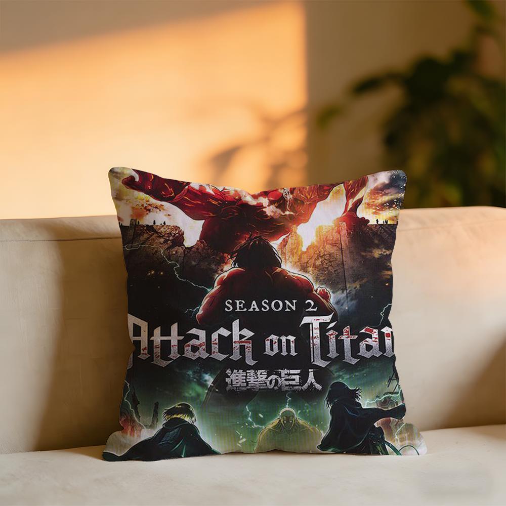 Attack on Titan Kissenbezug Gemütliches Samt-Kissen Weiches Warmes Kissen für Sofa Bett