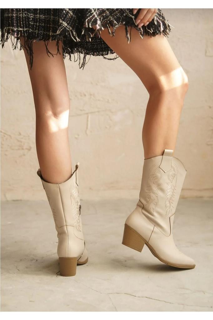 Women Modern Stylish Fashion Boots Boots Faux Leather Cowboy Boots Skin
