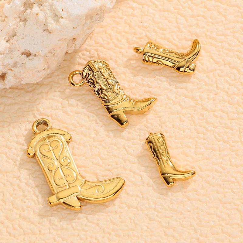 Western Cowboy Boot Stainless Steel Enamel Pendant - DIY Necklace & Bracelet Charm Jewelry.