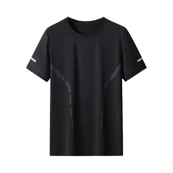 Men's Loose Fit Ice Silk T-Shirt with Round Neck and Short Sleeves - Casual and Sporty Daily Wear