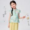 Girls' New Chinese Style Floral Short Sleeve Top