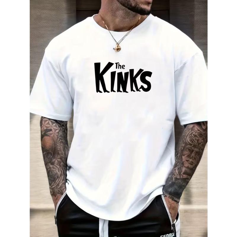 

European Size Men s The Kinks Vintage Band Logo T-Shirt - Official Music Group Tee with Iconic Logo Print, White Shirt with Black&White Band Lettering S белый