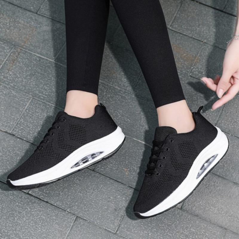 Dames Nye Mesh Kilehæl Høydeøkende Grunne Fritidssko