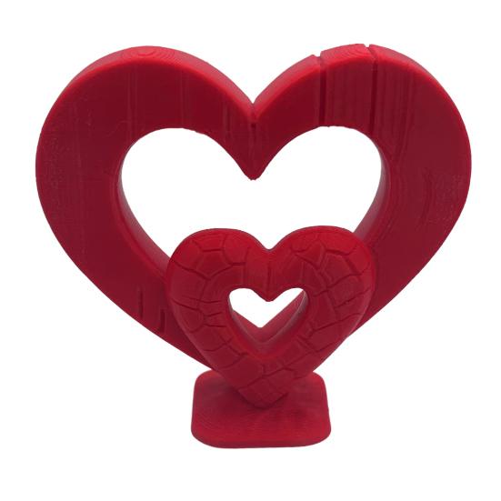 3D Printed Love Heart Figurine Hollow Double Red Love Heart Statue