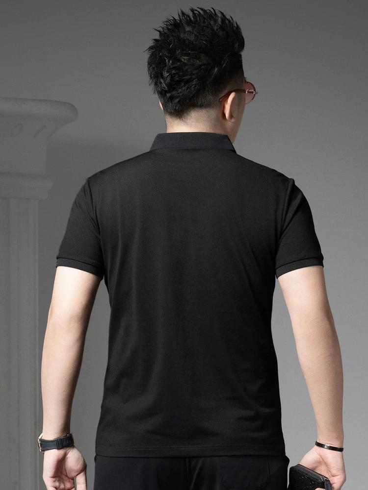 European Trendy Brand Embossed Polo Shirt for Men 2025 Summer New Style Half-Sleeve Casual Top with a Turn-Down Collar Short-Sleeve T-Shirt for Men