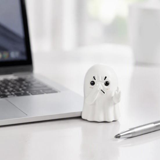 Whimsical Room Accent Middle Finger Ghost Statue, Funny Holding Nose Resin Figurine, Novelty Desktop Decoration Halloween Bathroom for Toilet