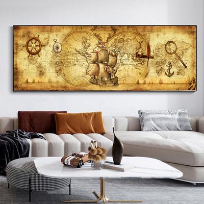 RELIABLI ART mapa świata Retro stare obrazy obrazy na płótnie do salonu drukuje dekoracje ścienne do domu plakaty bez ramki
