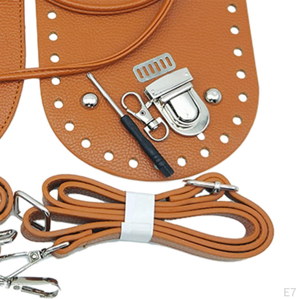 7 Pieces / Set DIY PU Leather Bag Knitting Set, Bottom Shoulder Strap Flap Cover