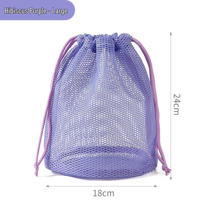 Dopamine Round Bottom Mesh Toiletry & Travel Bag - Outdoor Makeup, Fitness & Swimming Drawstring Bag