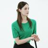 TRIMERE Logo Wappen Short Sleeve Round Knit Woman Green