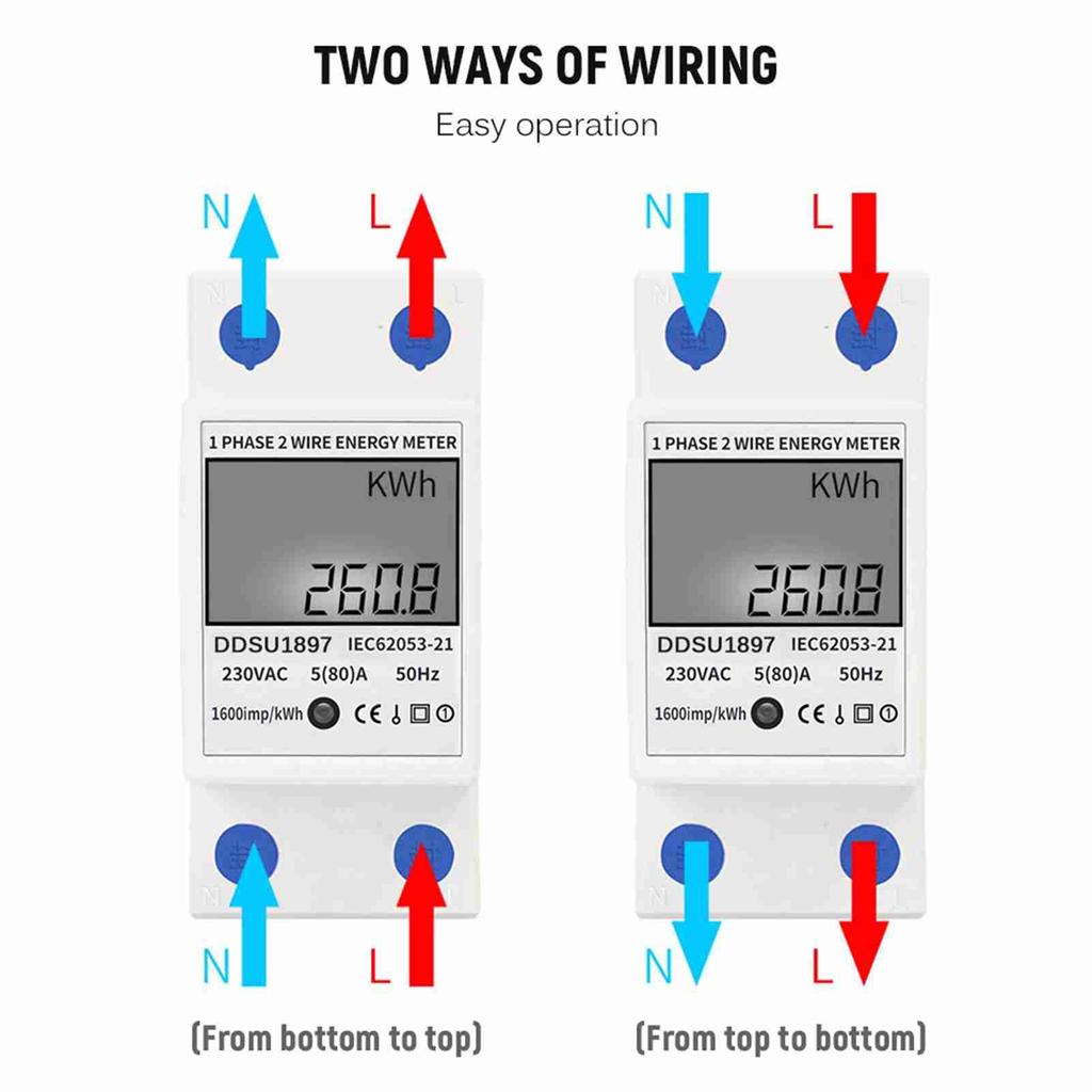 Digital Electric Energy Meter Single Phase DIN Rail Electricity Meter One Phase Two Wire Multifunction Electrical Meter