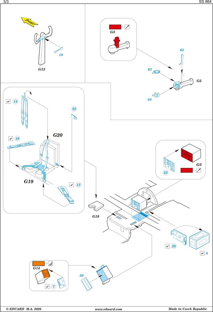 Eduard Zoom Mosquito Etched Parts Plastic Model Kit Parts EDUSS864 1/72 D.H. B.35 (for Airfix) (Airplane)