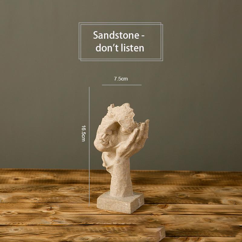 Nordic Creative Silence Is Gold Statue Resin Thinker Sculpture Figurine Vintage Home Office Decoration Modern Art Resin Decor