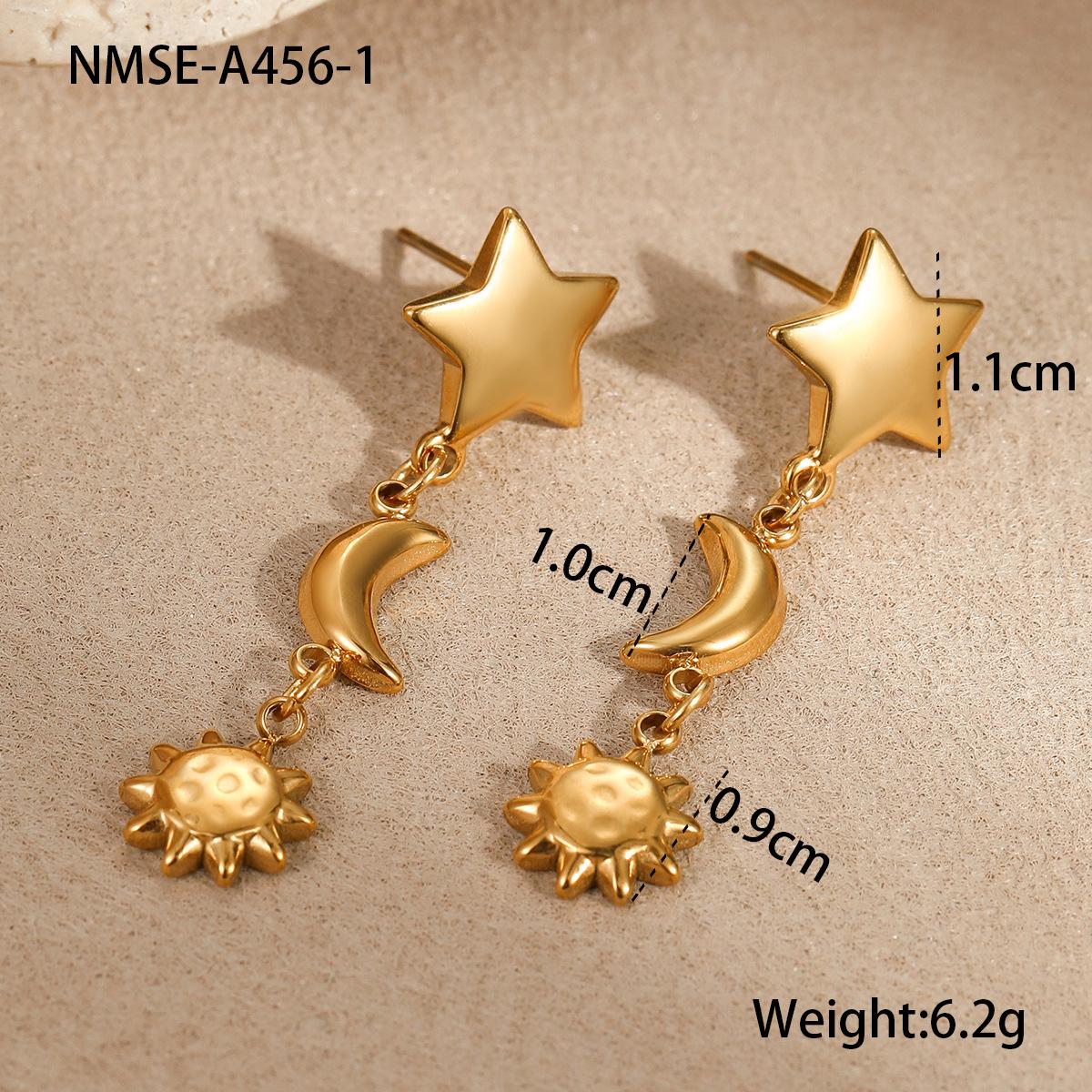 GEMCHIC Women s Star Moon Sun Dangle Earrings 18K Gold Plated Stainless Steel Celestial Drop Earrings for Women Fashion Jewelry