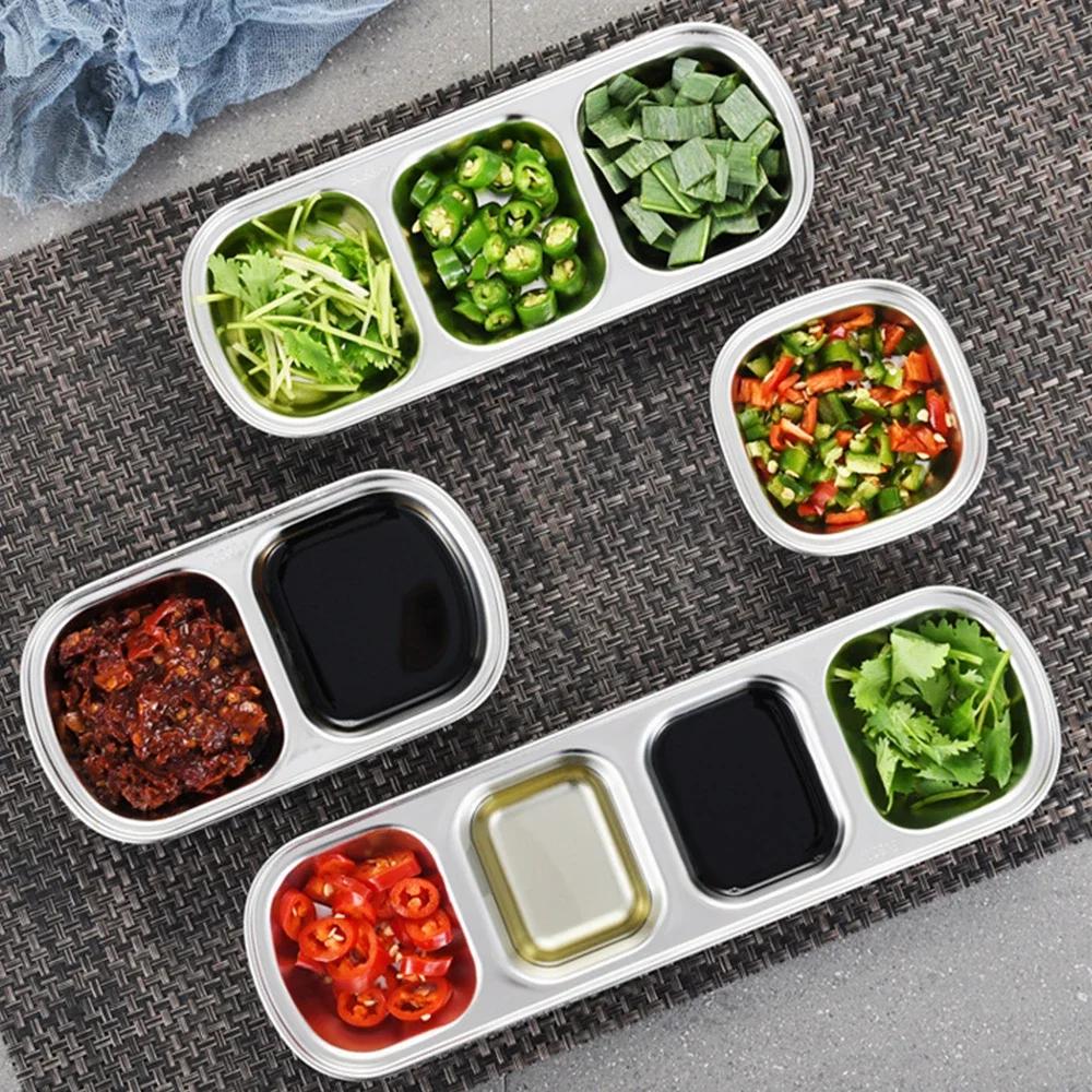 304 Stainless Steel Pepper Roast Meat Sauce Dishes Wasabi Bowl Separate Sushi Vinegar Soy Plates Tableware Food Seasoning Tray