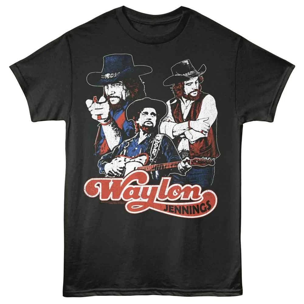 Waylon Jennings - Collage - Officially Licensed - Gray Solid Front Print  S 140