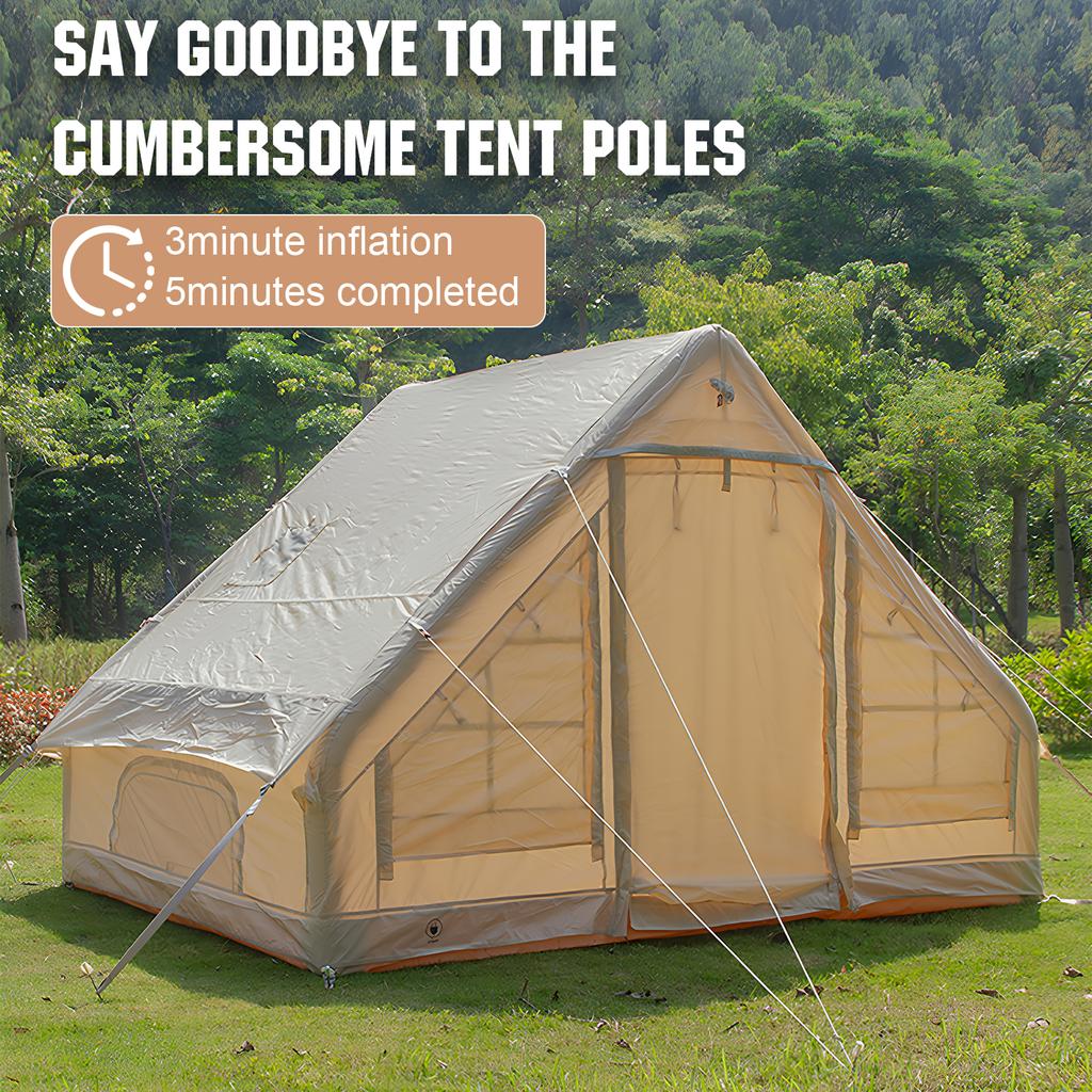 4-6 Person Auto Air Tent with Hand Pump Instant Camping Spacious Cabin Windproof Waterproof Outdoor Shelter for Hiking Travel