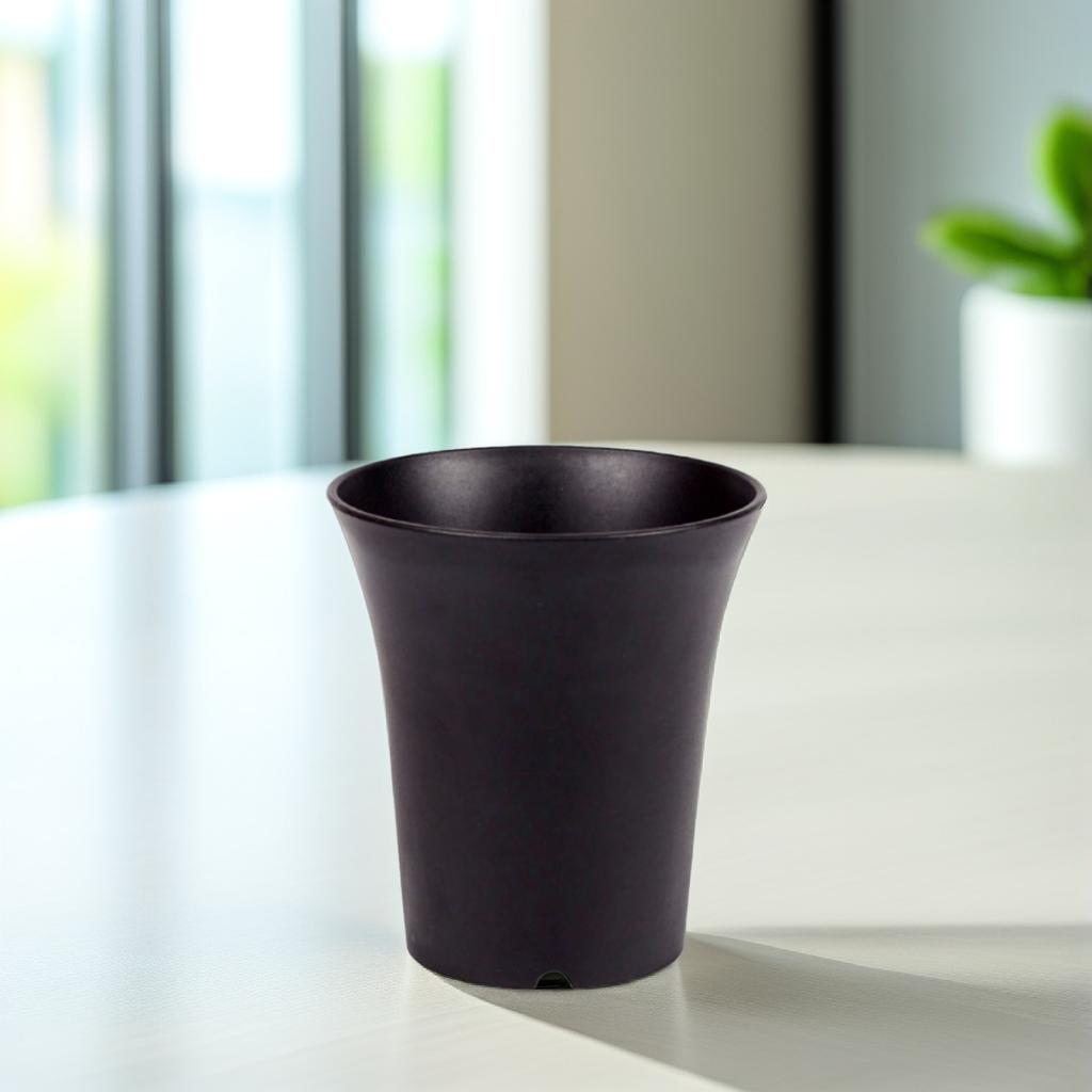 6pcs Plastic Flower Pot Round Succulents Pots Lightweight Durable Resin For Home Office Balcony Garden Decoration White Black